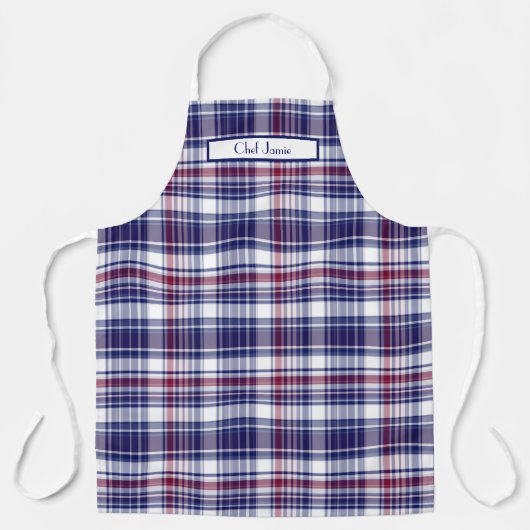 色名門私立校風の数々のマドラスブルゴーニュ海軍ホワイト エプロン (正面)