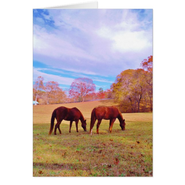 色地に茶色の馬2頭 (正面)