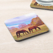 色地に茶色の馬2頭 コースター (左側)