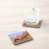 色地に茶色の馬2頭 コースター (右側)