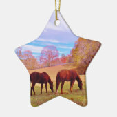 色地に茶色の馬2頭 セラミックオーナメント (左)