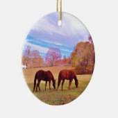 色地に茶色の馬2頭 セラミックオーナメント (右)