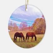 色地に茶色の馬2頭 セラミックオーナメント (左)