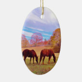 色地に茶色の馬2頭 セラミックオーナメント (右)