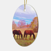 色地に茶色の馬2頭 セラミックオーナメント (左)