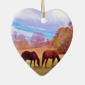 色地に茶色の馬2頭 セラミックオーナメント (右)