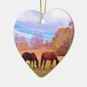 色地に茶色の馬2頭 セラミックオーナメント (左)