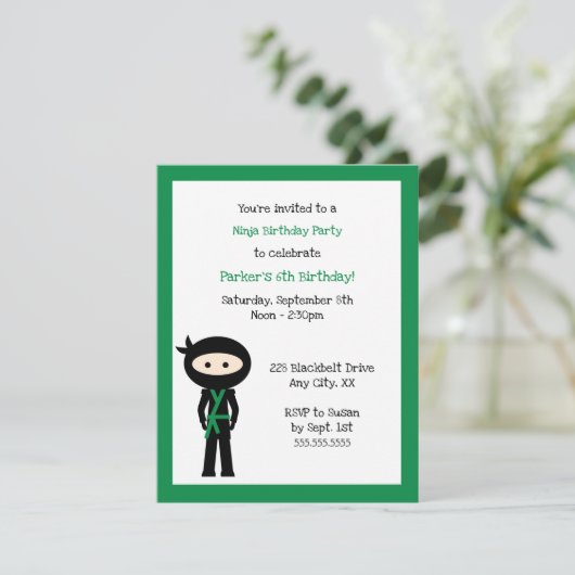 色変更忍者誕生日パーティー招待状 招待状 (スタンド正面)