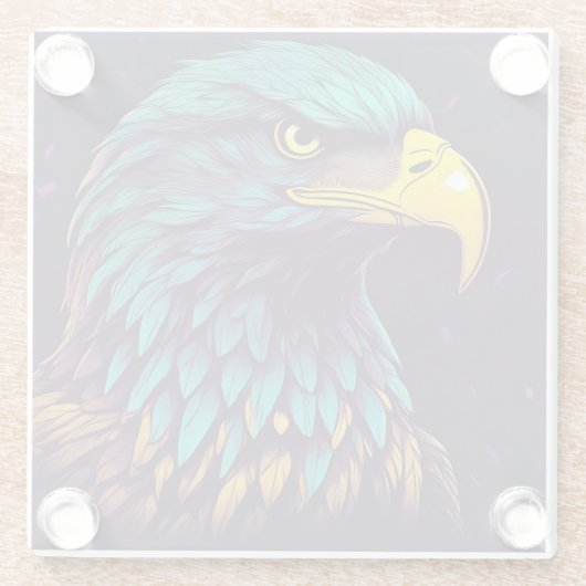 色威厳のある付きの鮮やか鷲 ガラスコースター (裏面)