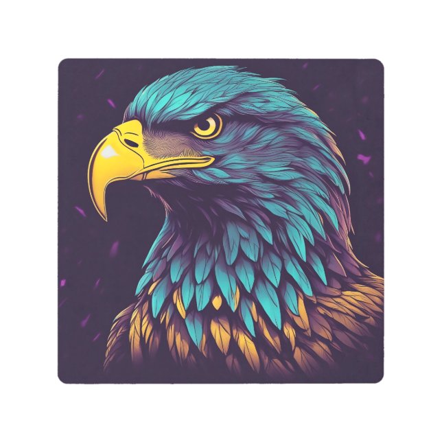 色威厳のある付きの鮮やか鷲 メタルプリント (正面)