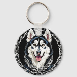 色威厳のある付きハスキーはっきりした犬 キーホルダー