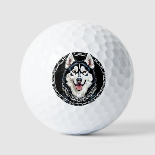 色威厳のある付きハスキーはっきりした犬 ゴルフボール (正面)