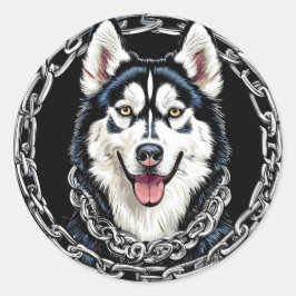 色威厳のある付きハスキーはっきりした犬 ラウンドシール