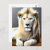 色威厳のある目の白いライオ違うン ポストカード (正面/裏面)