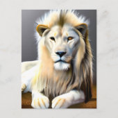 色威厳のある目の白いライオ違うン ポストカード (正面)