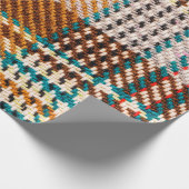 色市松模様にの付いた茶色の生地。Scott ラッピングペーパー (角)