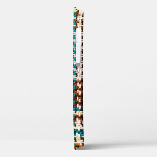 色市松模様にの付いた茶色の生地。Scott Case-Mate iPhoneケース (裏面 / 左)