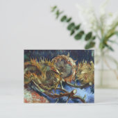 色彩が失われ枯れていく4つのヒマワリ - ヴァン・ゴッホ ポストカード (スタンド正面)