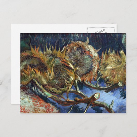 色彩が失われ枯れていく４つのヒマワリ　- ヴァン・ゴッホ ポストカード (正面/裏面)