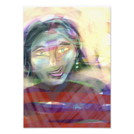 色彩に想いを込めた現代的な女性の肖像画 フォトプリント