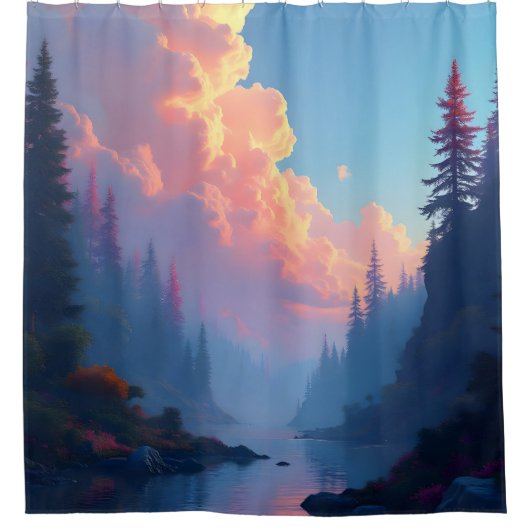 色彩の秋の森 シャワーカーテン (正面)