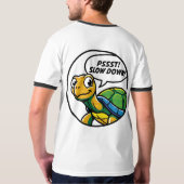 色彩の賢者: サイケデリック ポップアートの知恵あるカメ Tシャツ (裏面)
