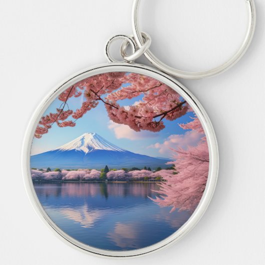 色彩の鮮やかさくらんぼの富士山 キーホルダー (正面)