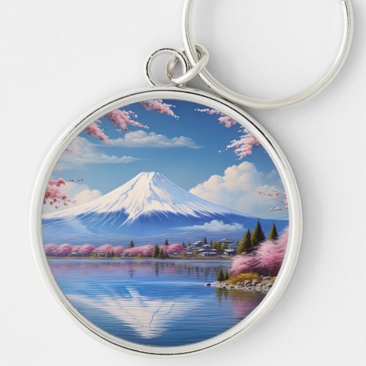 色彩の鮮やかさくらんぼの富士山 キーホルダー (正面)