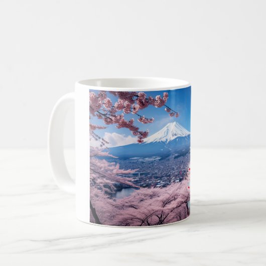 色彩の鮮やかさくらんぼの富士山 コーヒーマグカップ (正面左)