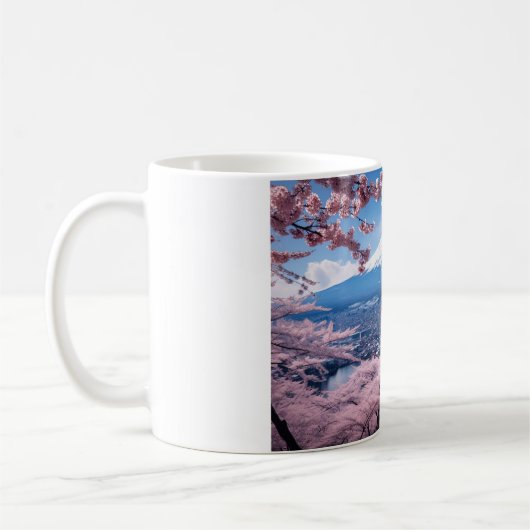 色彩の鮮やかさくらんぼの富士山 コーヒーマグカップ (左)