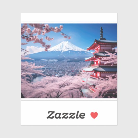 色彩の鮮やかさくらんぼの富士山 シール (シート)