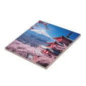 色彩の鮮やかさくらんぼの富士山 タイル (側面)