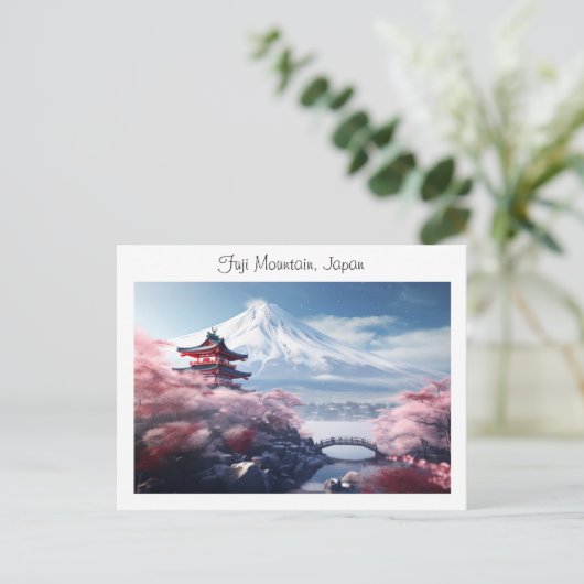 色彩の鮮やかさくらんぼの富士山 ポストカード (スタンド正面)