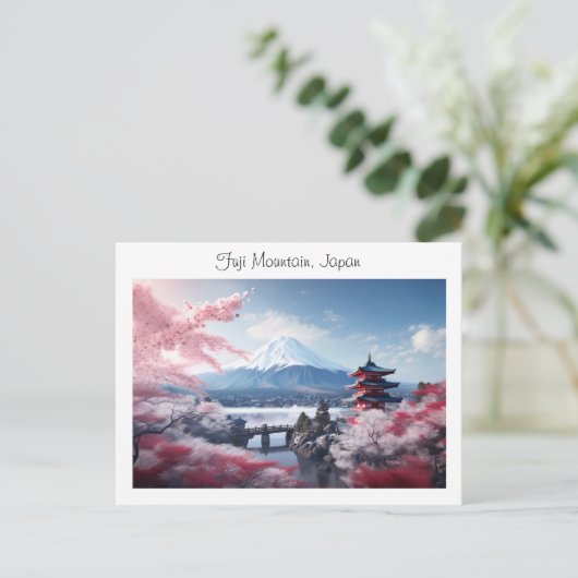 色彩の鮮やかさくらんぼの富士山 ポストカード (スタンド正面)