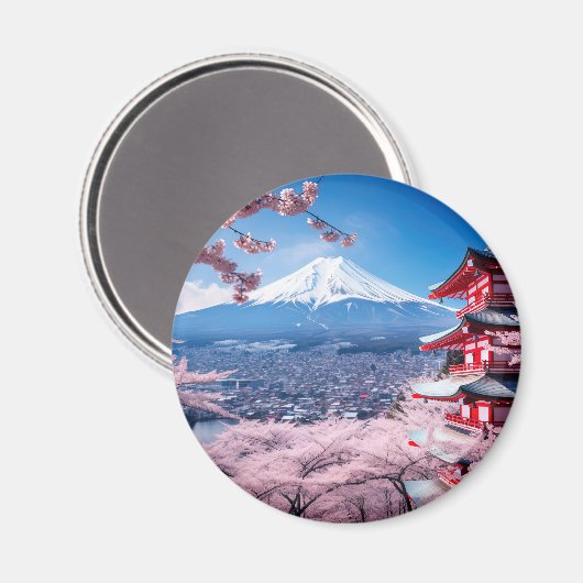 色彩の鮮やかさくらんぼの富士山 マグネット (正面/裏面)