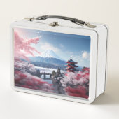 色彩の鮮やかさくらんぼの富士山 メタルランチボックス (正面)