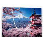 色彩の鮮やかさくらんぼの富士山 ラージペーパーバッグ (裏面)