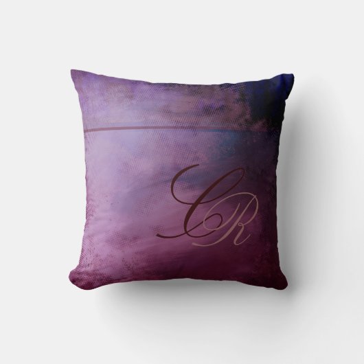 色彩の鮮やかでグランジなモノグラムの紫色の枕テンプレート クッション (正面)