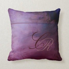 色彩の鮮やかでグランジなモノグラムの紫色の枕テンプレート クッション