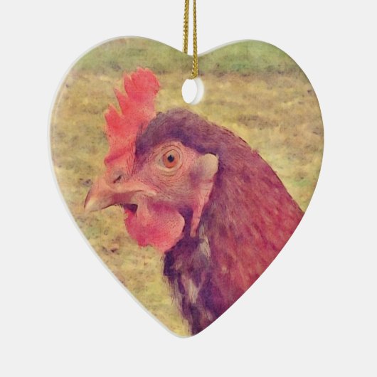 色彩の鮮やかで小さく赤い雌鶏 セラミックオーナメント (右)
