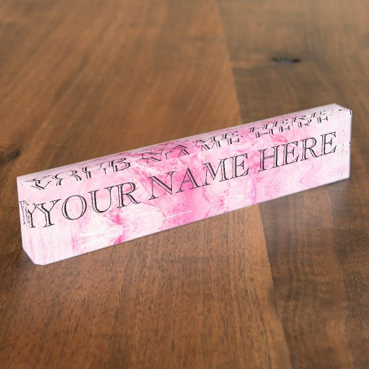 色彩の鮮やかなばら色のフラクタルの名札 デスクネームプレート (側面)