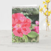 色彩の鮮やかなばら色の花の庭のRumiの引用文カード カード (黄色い花)