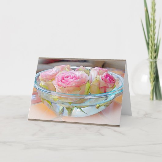 色彩の鮮やかなばら色ボールのブランクの挨拶状 カード (正面)