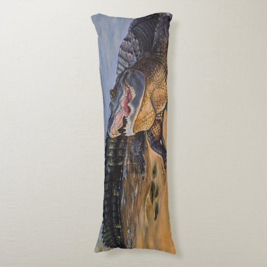 色彩の鮮やかなアメリカアリゲーター ボディピロー (正面縦)