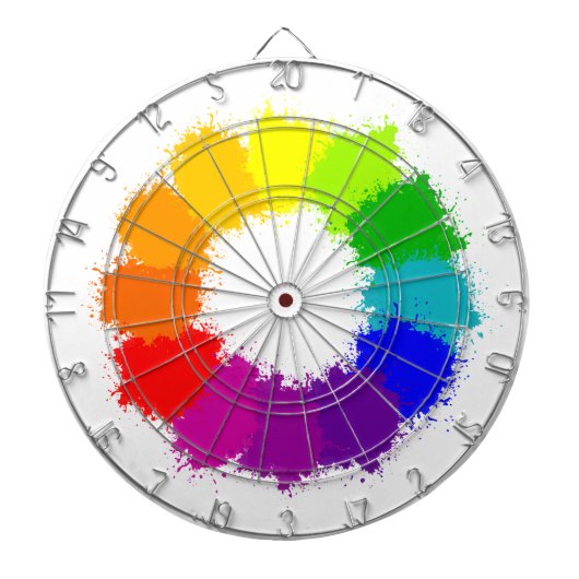 色彩の鮮やかなカラーホイールの芸術家および美術教師 ダーツボード (正面)