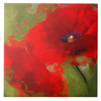 色彩の鮮やかなケシのタイル タイル