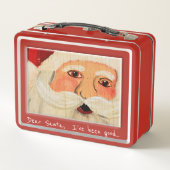 色彩の鮮やかなサンタクロースは合板および文字で直面します メタルランチボックス (裏面)