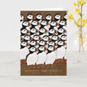 色彩の鮮やかなツノメドリのバースデー・カード-バースデー・カードとの カード (黄色い花)