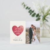 色彩の鮮やかなハートの幸せなバレンタインデーの写真|のクリーム シーズンポストカード (スタンド正面)