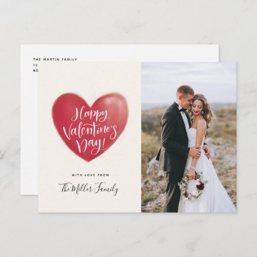 色彩の鮮やかなハートの幸せなバレンタインデーの写真|のクリーム シーズンポストカード (正面/裏面)